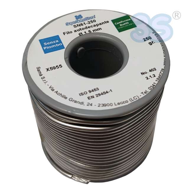 Bobine de 250 g d'alliage d'étain et de cuivre auto-décapant, Ø 1,5 mm, pour brasage tendre
