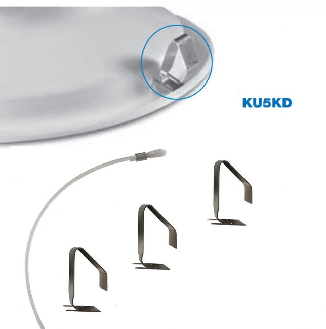 Jeu de 3 clips de fixation pour faux plafond, compatibles avec les anémostats de la série KU de Ø 200 mm.