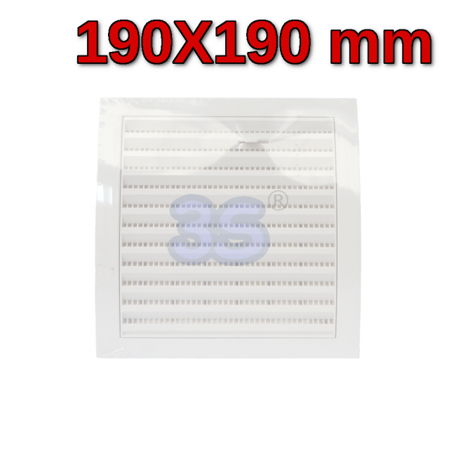 Grille carrée ouvrable/fermable en ABS blanc de 19 x 19 cm
