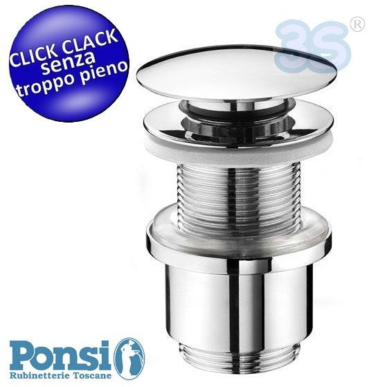 Bouchon de vidange à ressort Ponsi 1''1/4" sans trop-plein