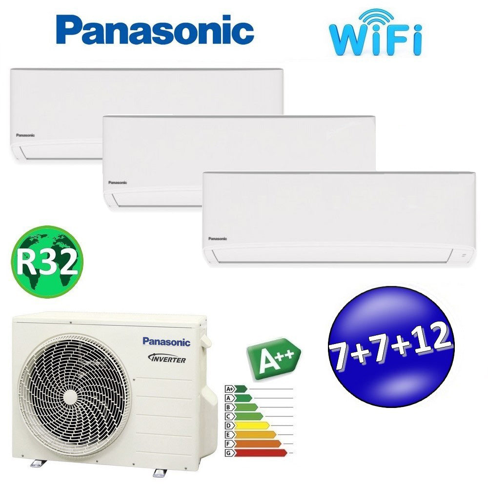 Panasonic Triple Split TZ Series R32 Air Conditioning 7000+7000+12000 BTU A+++ with WIFI and NanoeX