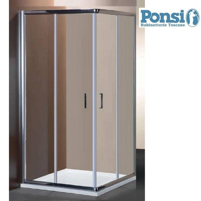 Cabine de douche rectangulaire à 2 portes coulissantes - verre clair 6 mm - profilé chromé - extensible 68-70 x 118-120 cm - PONSI