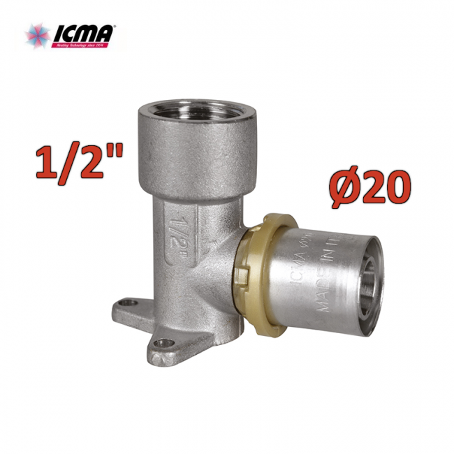 ICMA 410 - Elbow crimp fitting with bracket 1/2'' female x Ø20 SEMPITER®