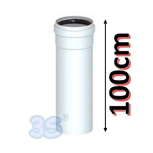 Tuyau linéaire de 100 cm en PPS blanc Ø 80 mm pour les gaz de combustion des chaudières à condensation