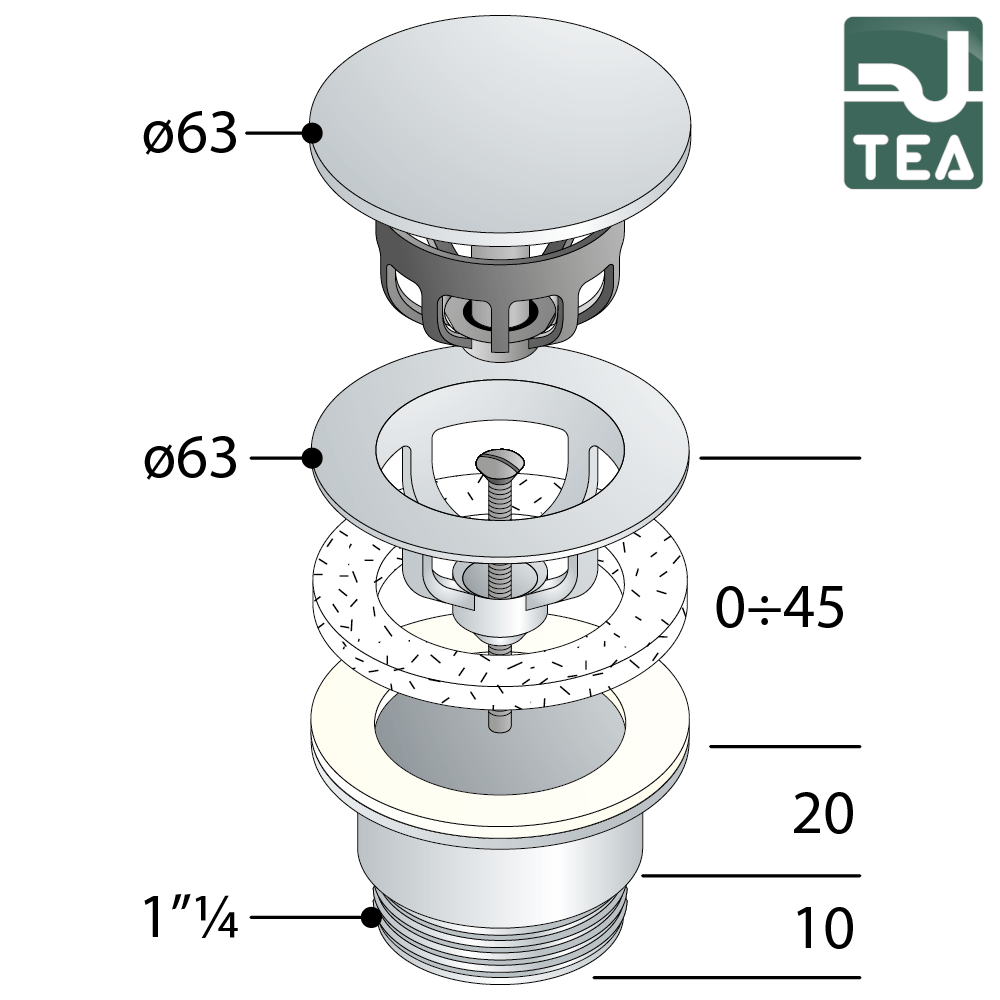 Free-flow chrome-plated brass waste for washbasin and bidet - 7542.710.5