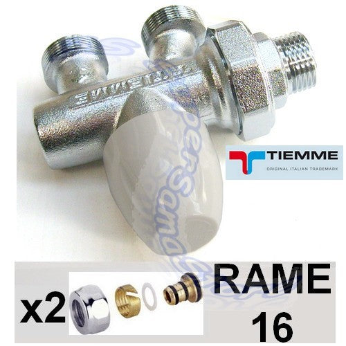 Vanne TIEMME 1/2'' à tube unique avec adaptateurs pour tube en cuivre de 16 mm