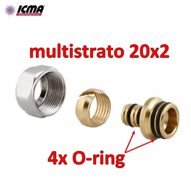 ICMA 101 Eurocone manifold fitting for multilayer pipe Ø 20x2 mm with 4 O-rings