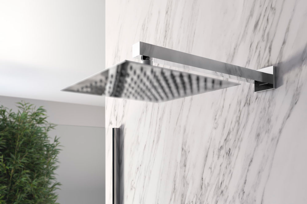 Bras de douche carré mince en laiton, longueur 40 cm