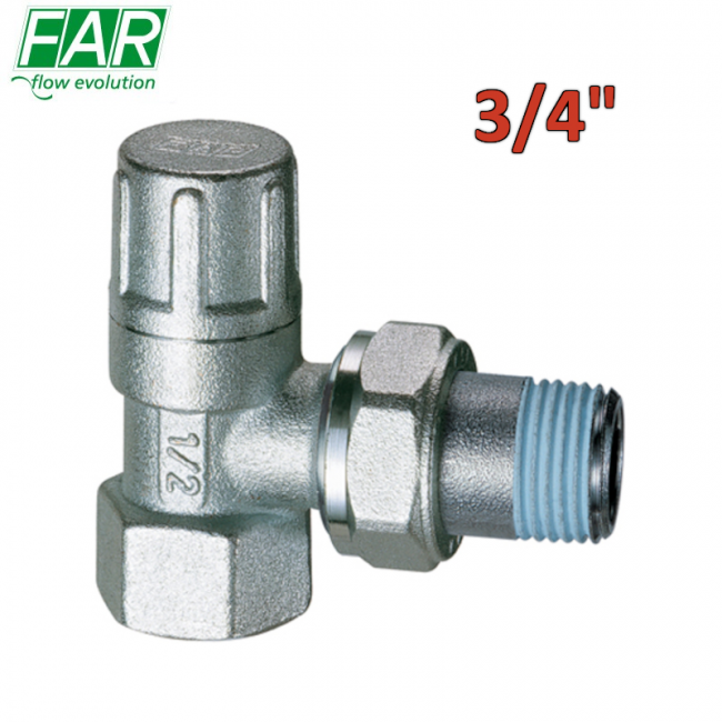 1200 - Vanne d'arrêt coudée 3/4'' pour raccordement de tuyauterie en fer - FAR