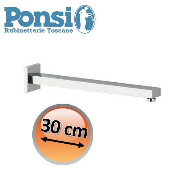 Bras de douche carré Ponsi 300 mm en laiton chromé