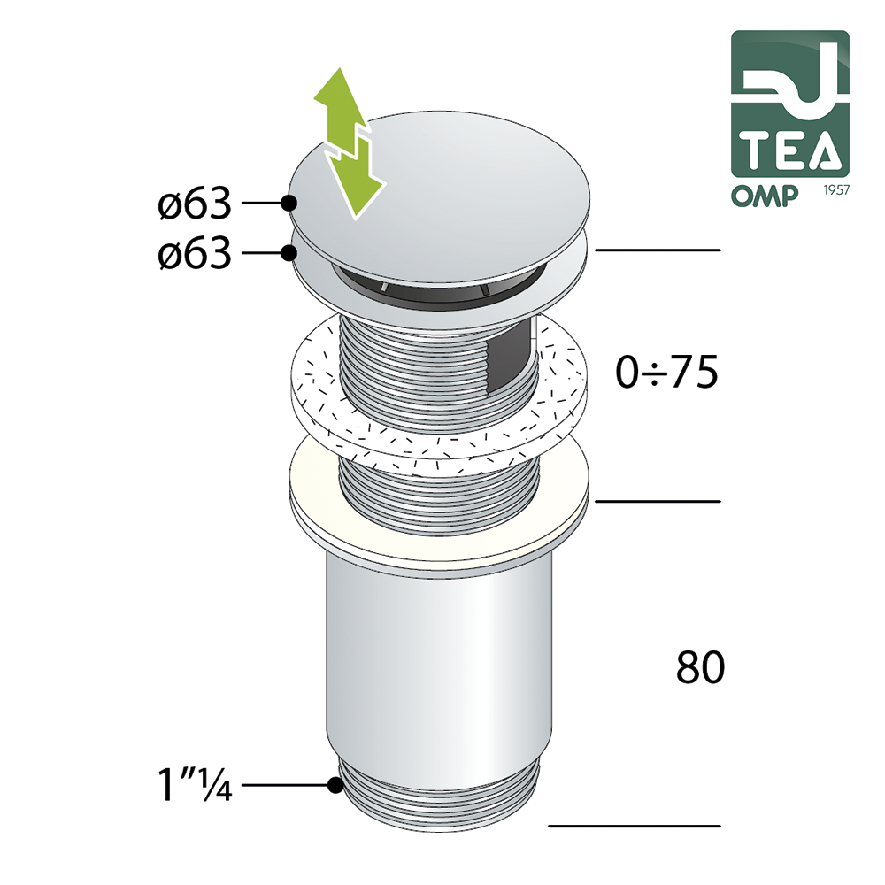 TEA chrome-plated click-clack waste for basin and bidet - 7533.370.5