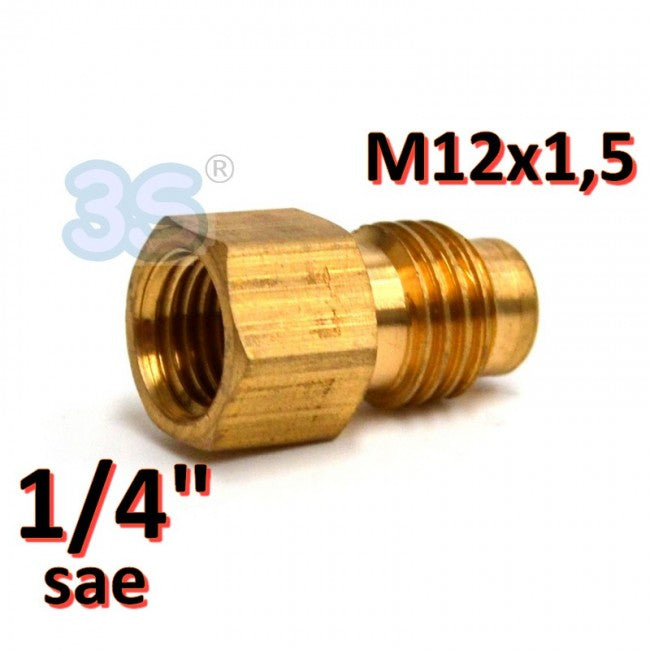 Raccord en laiton 1/4 SAE femelle x M12x1,5 mâle 1/2 ACME
