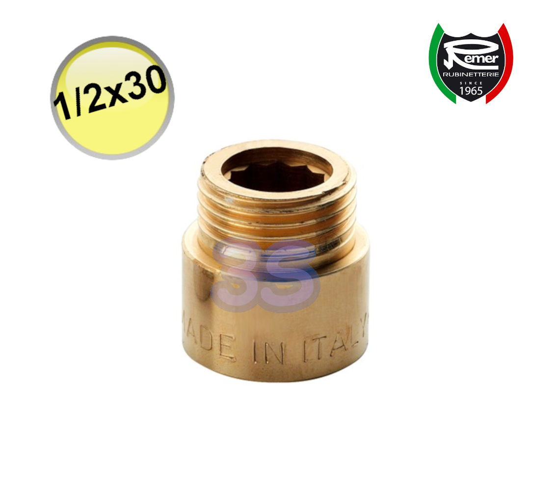 Rallonge en laiton, raccord MF 1/2'', longueur 30 mm