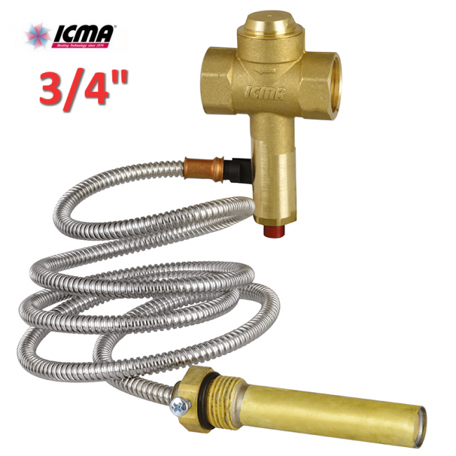 ICMA 608 - Soupape d'évacuation thermique 3/4'' avec bulbe de puits