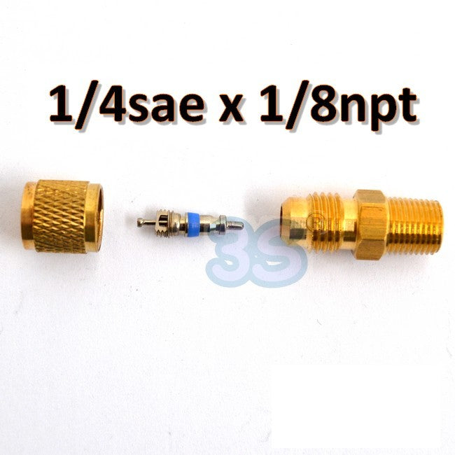 Raccord droit en laiton 1/4'' SAE x 1/8'' NPT avec embout à emboîter et capuchon