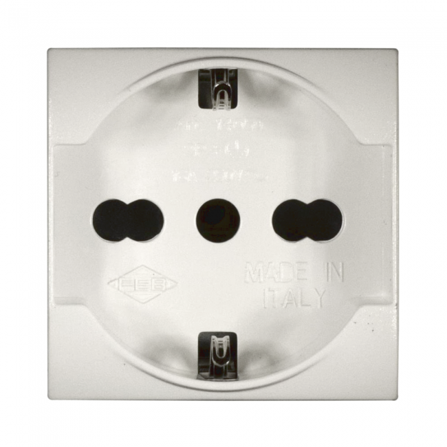 Prise Schuko blanche Unel Bipasso compatible avec Living International / Light - Feb Electric