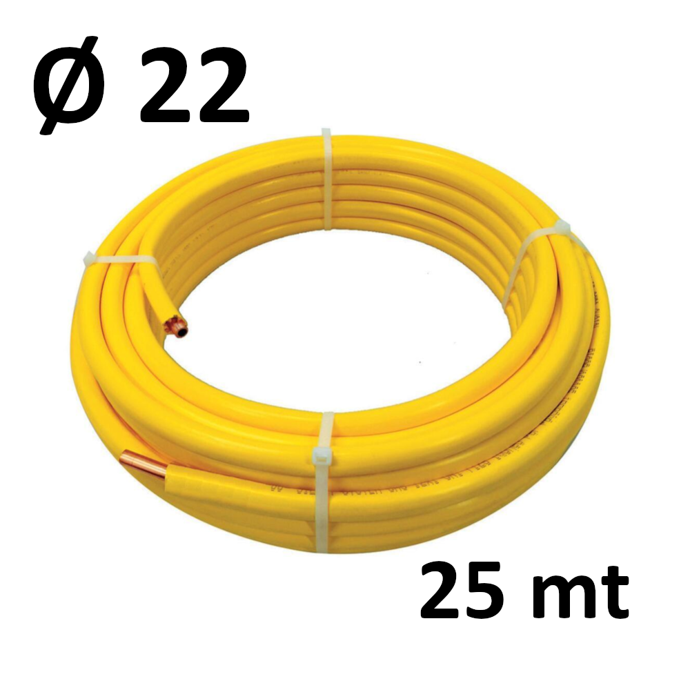 ROLL 25 MT - copper Ø 22 x 1 mm - yellow STAR-MET PE-coated - underground gas systems (UNI CIG 7129)