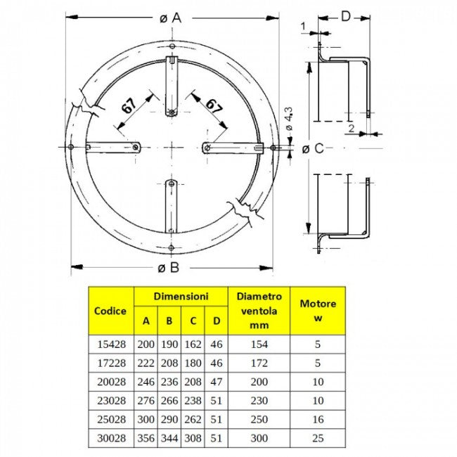 Fan hub for Ø 172 mm fan and 5 W pentavalent motor