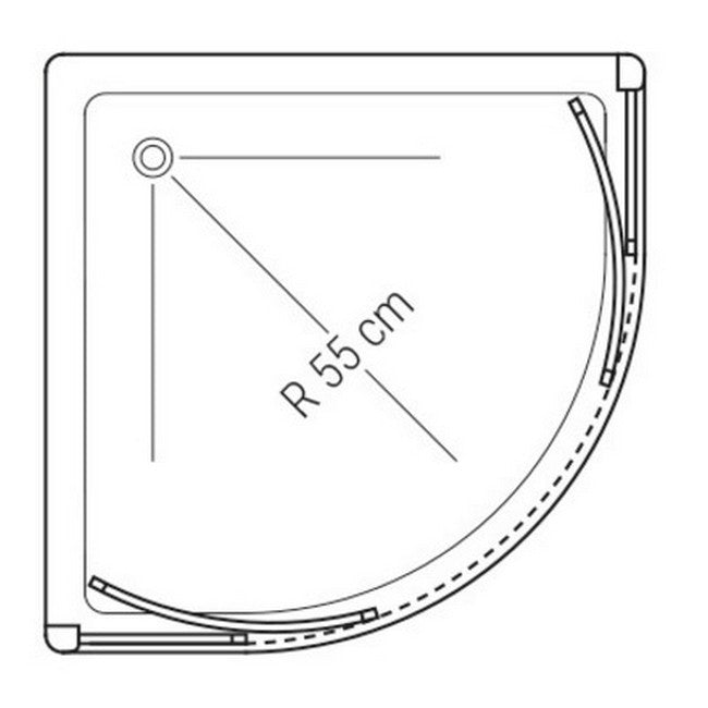 Cabine de douche d'angle semi-circulaire avec 2 portes coulissantes - verre sérigraphié 6 mm - profilé chromé - extensible 88-90 x 88-90 cm - PONSI