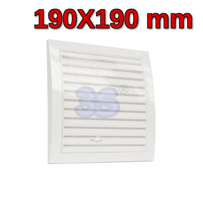 Grille carrée ouvrable/fermable en ABS blanc de 19 x 19 cm
