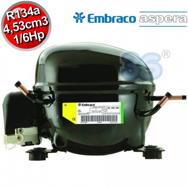 Hermetic R134A Gas Compressor - 1/6 Hp - 4.53 cm3 - Embraco Aspera EMY3111Z