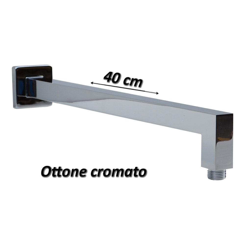 Bras de douche carré mince en laiton, longueur 40 cm