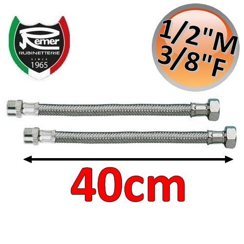 Paire de tuyaux d'arrosage flexibles FLEXITALY de 40 cm - 1/2 mâle 3/8 femelle