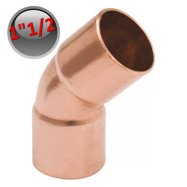Solder copper elbow fitting 45° 1''1/2 - 38.10 mm female - female