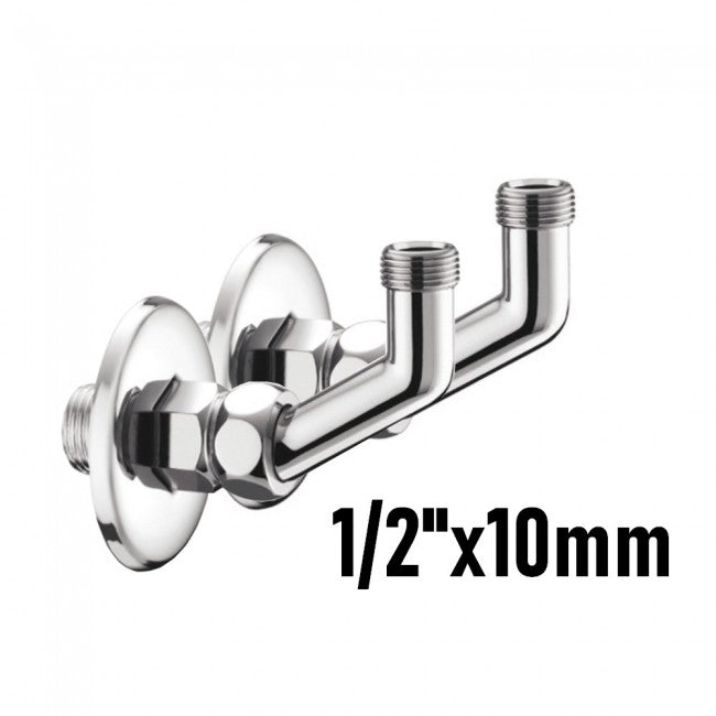 Coudes sous évier avec rosace coulissante 1/2'' pour montage mural x 10 mm - PAIRE