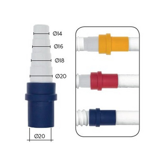 Raccord adaptateur pour tuyau rigide Ø 20 mm avec passage flexible pour évacuation des condensats