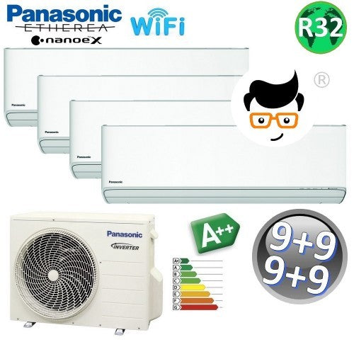Climatiseur split ETHEREA R32 Panasonic 9+9+9+9 BTU A++ WIFI NanoeX