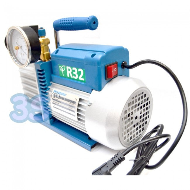 Pompe à vide à deux étages 100 L/min avec électrovanne et manomètre à vide - homologuée pour le gaz R32