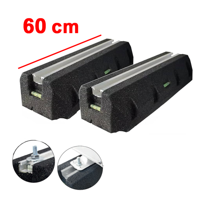 Paire de socles anti-vibrations ECO-BLOCK de 60 cm, capacité de charge 500 kg/pièce