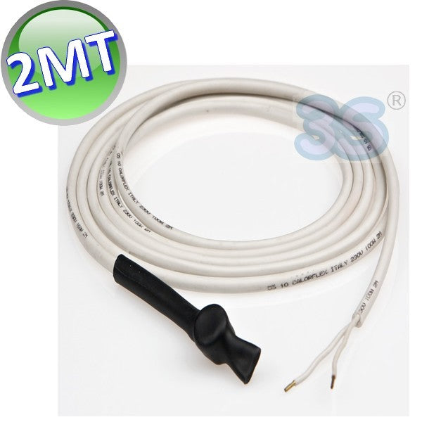 Câble chauffant NO FROST de 2 m, 50 W/m, avec thermostat et sans prise.