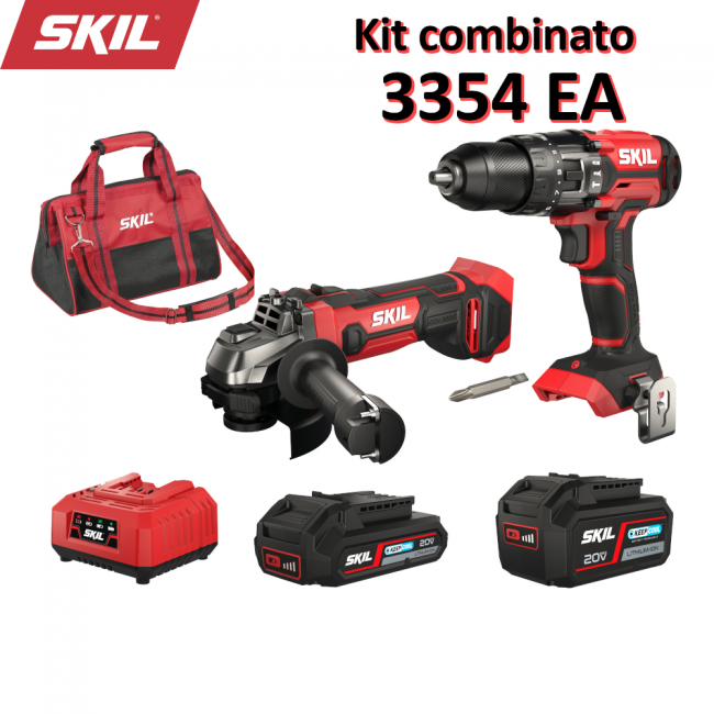 Kit combiné perceuse à percussion sans fil et meuleuse d'angle sans fil SKIL 3354 EA