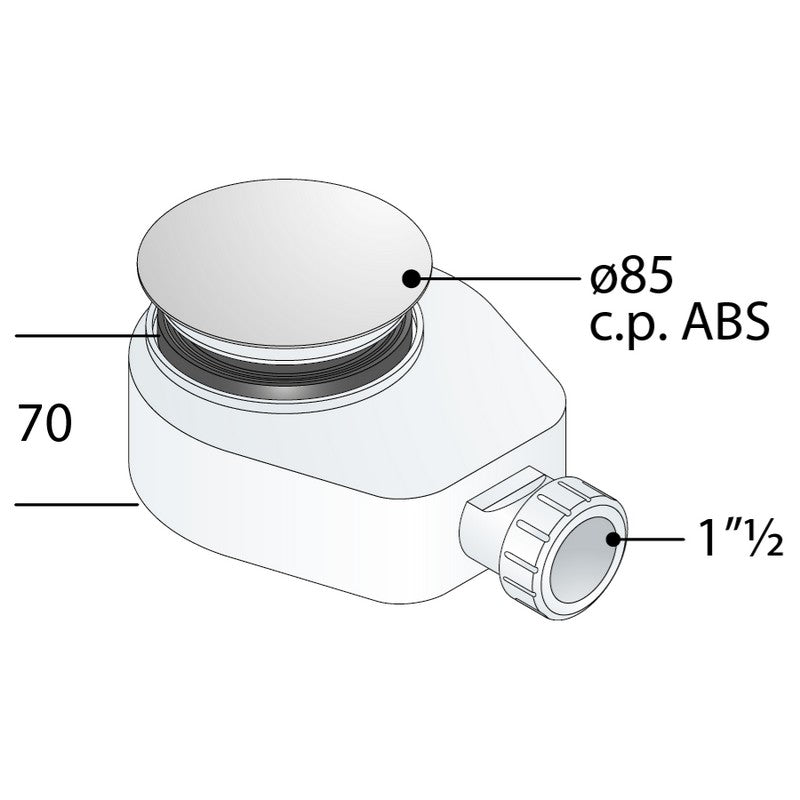 PP siphon waste with ABS grid for shower tray with Ø 60 mm hole - TEA