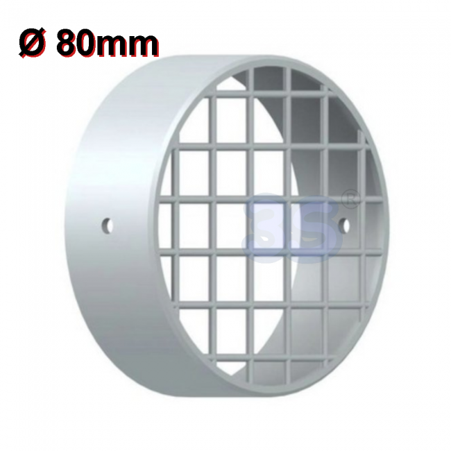 White plastic anti-intrusion inlet grille Ø 80 mm