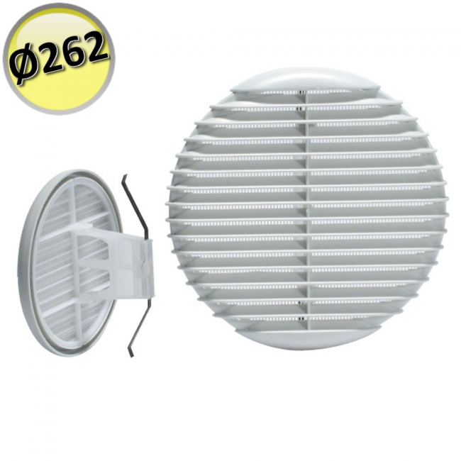 Grille de ventilation ronde Ø 262 mm en plastique avec ressorts de fixation