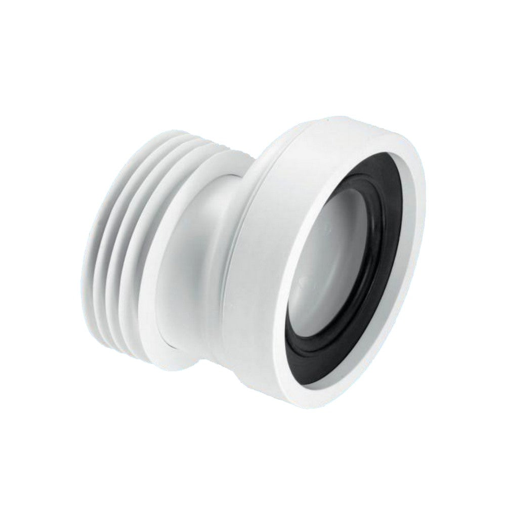 Rallonge excentrique en polypropylène blanc pour raccord de vidange de WC Ø 90-110 mm