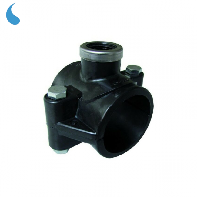Support de fixation Ø 25 mm x 1/2'' avec bague de renfort en acier inoxydable, filetage femelle - à serrer dans du polypropylène