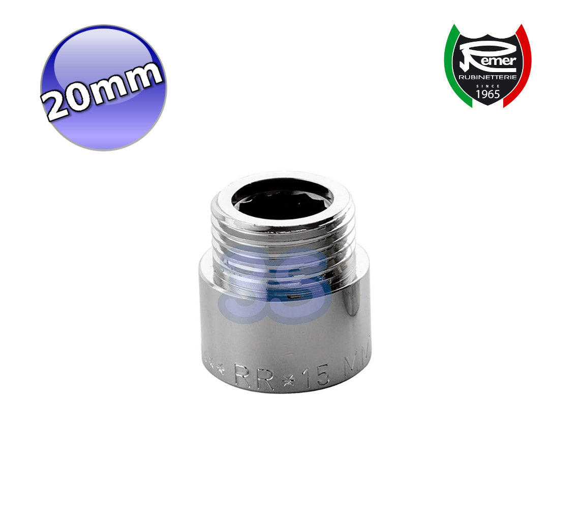 Rallonge robuste en laiton chromé de 1/2 pouce, 2 cm - avec broche à pas GAS
