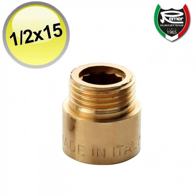Rallonge en laiton jaune 1/2'' MF longueur 15 mm