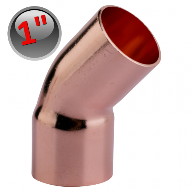 Copper solder elbow 45° 1'' - 25.40 mm female - male