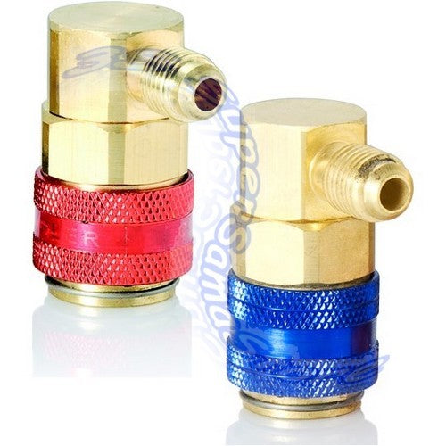Paire de raccords rapides à 90° basse et haute pression 1/4 SAE - Gaz R134A