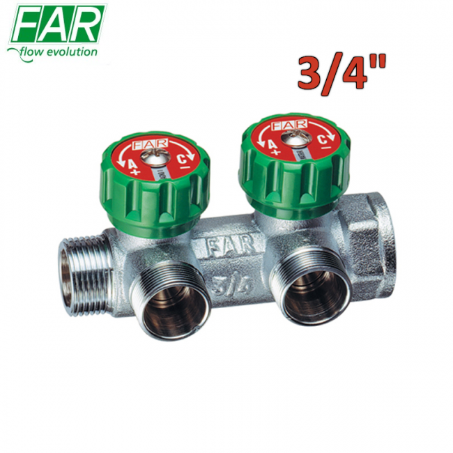 3825 - Collecteur multivoies 2 voies 3/4'' avec vannes d'arrêt - FAR