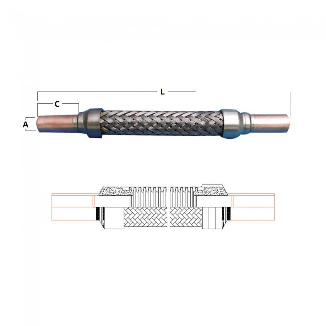 Joint antivibratoire flexible pour soudage, diamètre Ø 18 mm