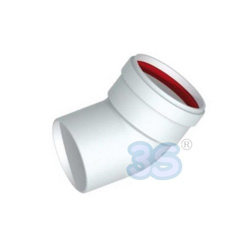 White extruded aluminum 45° M-F bend Ø 80mm for boiler flues