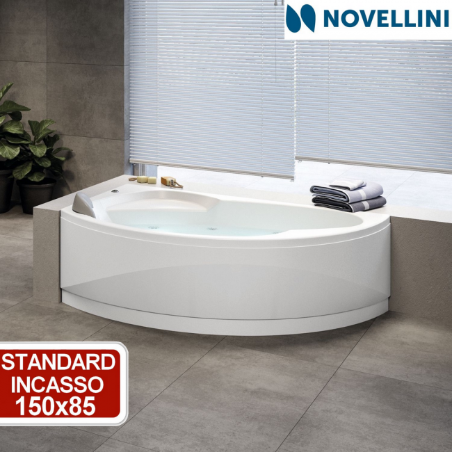 Baignoire d'angle - standard à encastrer - Novellini Vogue 150x85 cm