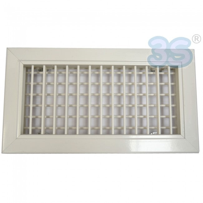Buse de sortie en aluminium blanc - 200 x 100 mm avec double rangée d'ailettes mobiles