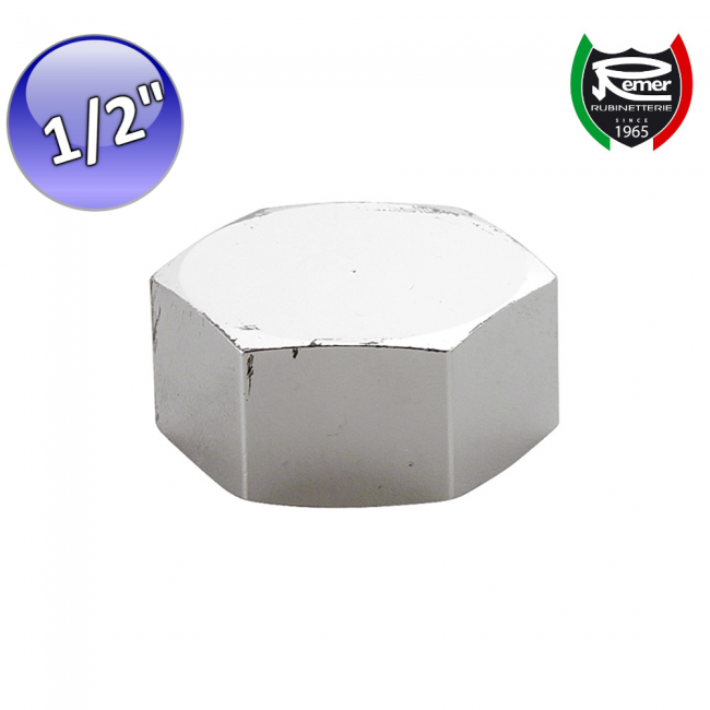 Bouchon hexagonal en laiton chromé 1/2'' - Fiche femelle